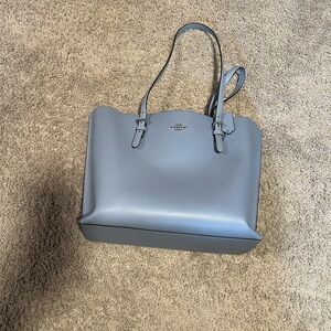 Coach Mollie Leather Tote Bag in baby blue